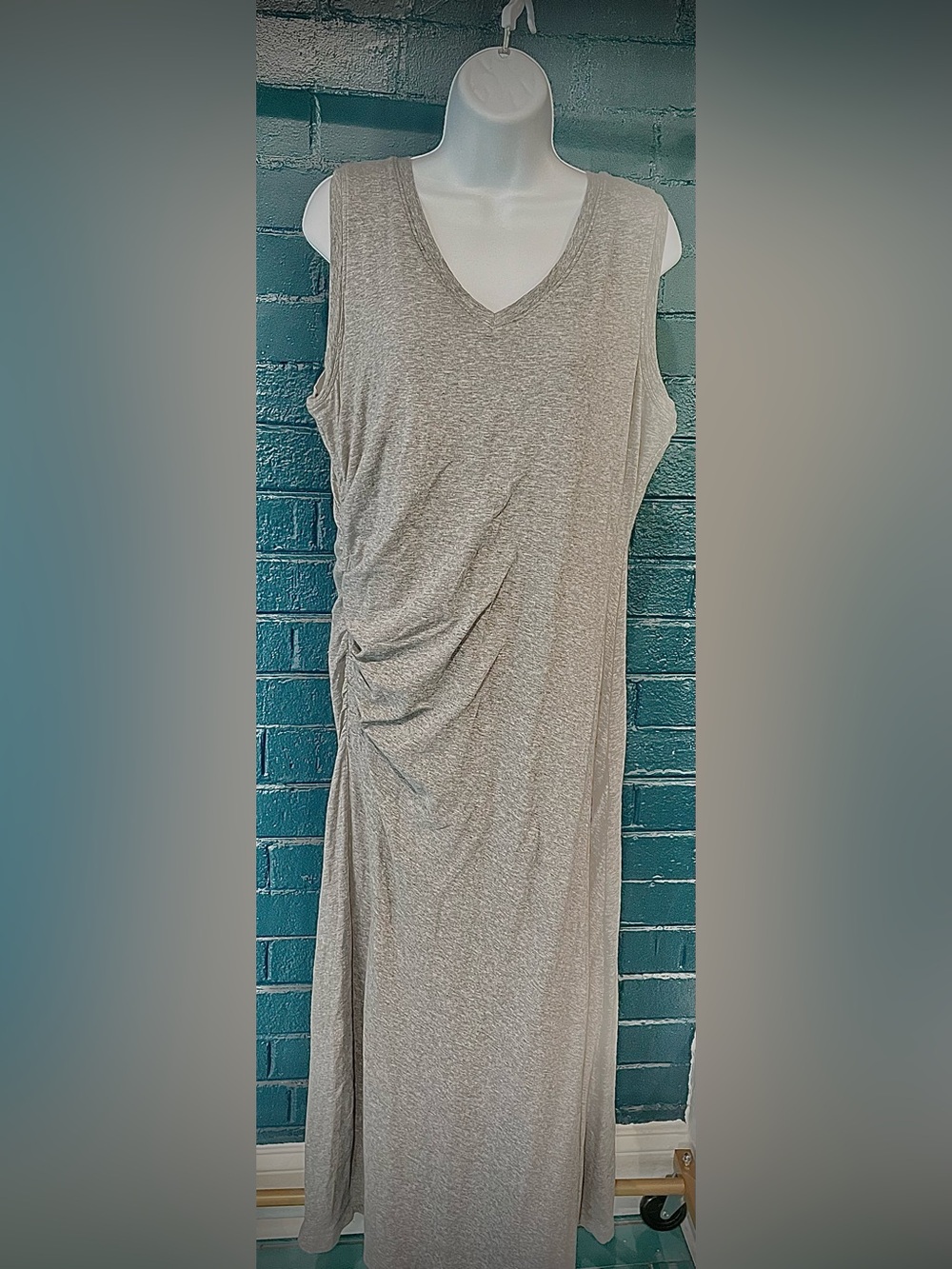 Sleeveless Gray Ruched Side Women's Dress